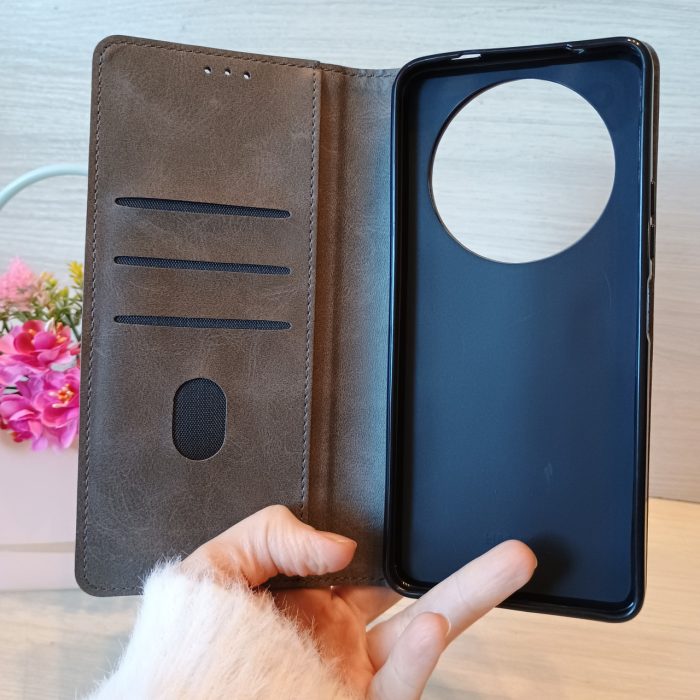 Чохол для poco c75 книжка підставка з магнітом і візитницею Business Leather сірий - Зображення 3