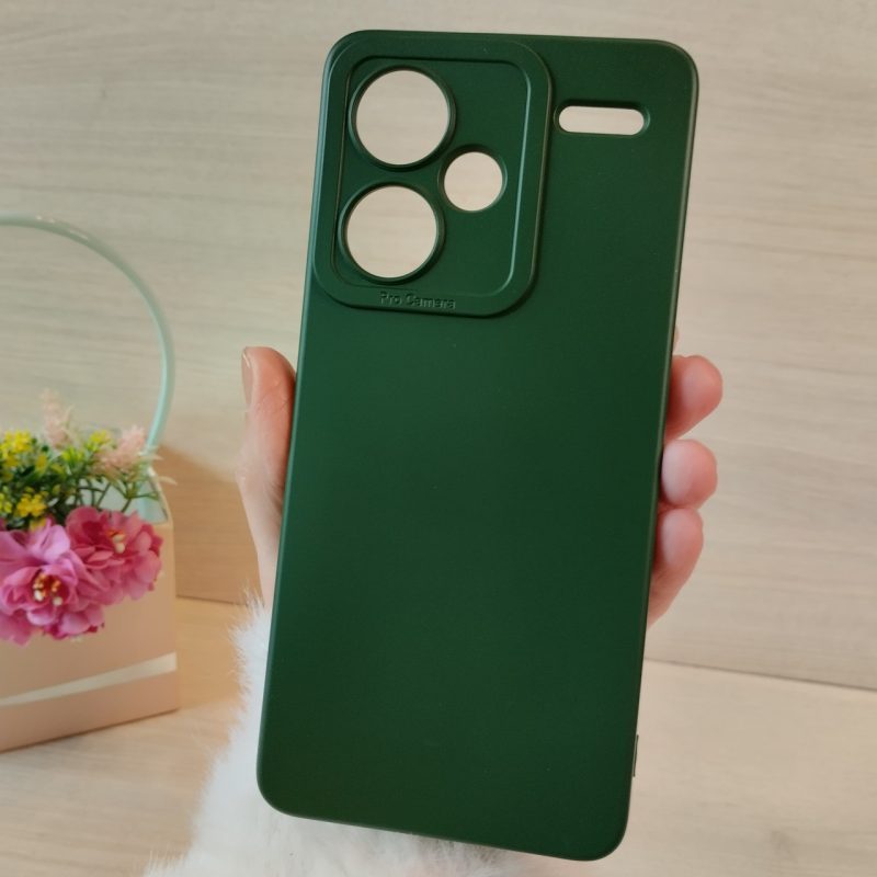 Чохол на xiaomi redmi Note 13 pro plus 5g силіконова однотонна матова з мікрофіброю (зелений)