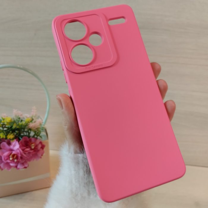 Чохол на xiaomi redmi Note 13 pro plus 5g силіконова однотонна матова з мікрофіброю (рожевий) - Зображення 2