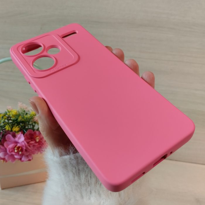 Чохол на xiaomi redmi Note 13 pro plus 5g силіконова однотонна матова з мікрофіброю (рожевий) - Зображення 3
