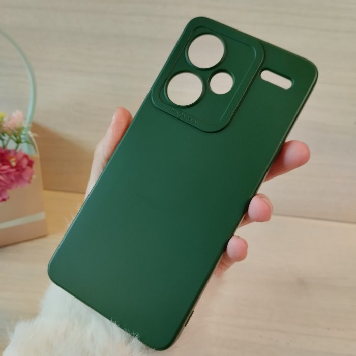 Чохол на xiaomi redmi Note 13 pro plus 5g силіконова однотонна матова з мікрофіброю (зелений) - Зображення 4