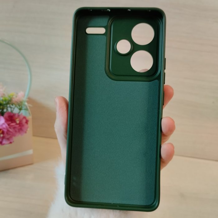 Чохол на xiaomi redmi Note 13 pro plus 5g силіконова однотонна матова з мікрофіброю (зелений) - Зображення 7