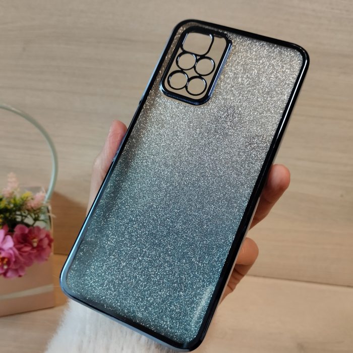 Чохол на xiaomi redmi 10 силіконова жіноча накладка блискучий градієнт блакитний - Зображення 6