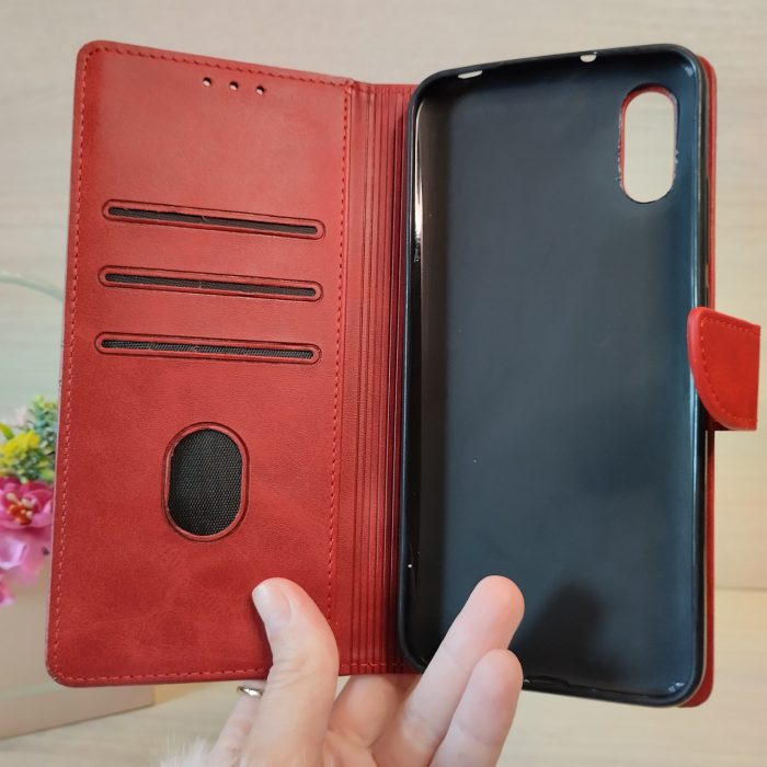 Чохол для xiaomi redmi 9a книжка підставка з хлястиком і кишенями для карток LuxyryStyle коричневий - Зображення 4