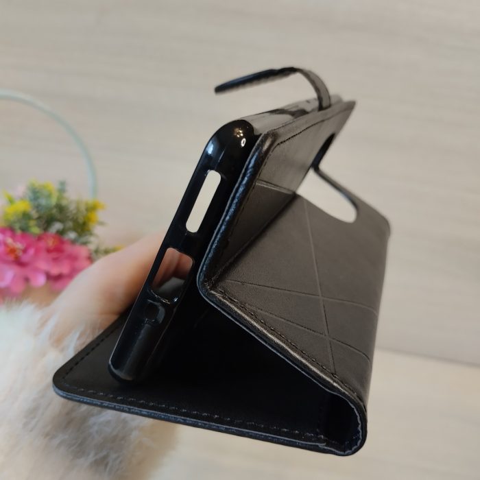Чохол на xiaomi redmi Note 14 pro 4g книжка підставка з хлястиком і візитницею Premium (чорний) - Зображення 6