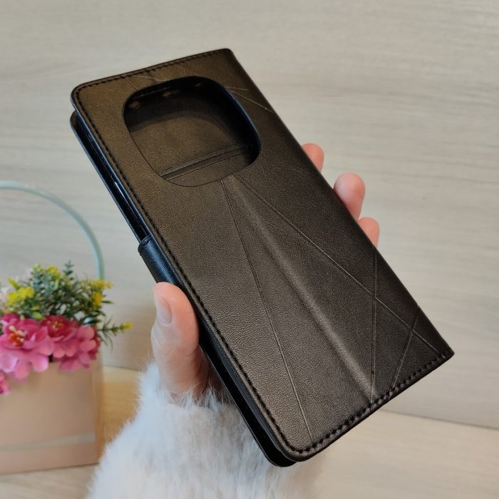 Чохол на xiaomi redmi Note 14 pro 4g книжка підставка з хлястиком і візитницею Premium (чорний) - Зображення 4