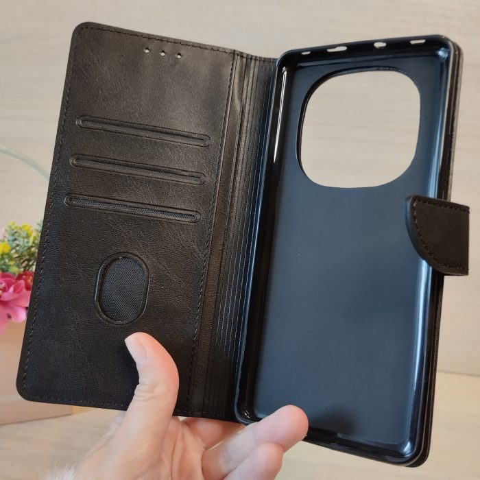 Чохол на xiaomi redmi Note 14 pro 4g книжка підставка з хлястиком і візитницею Premium (чорний) - Зображення 5