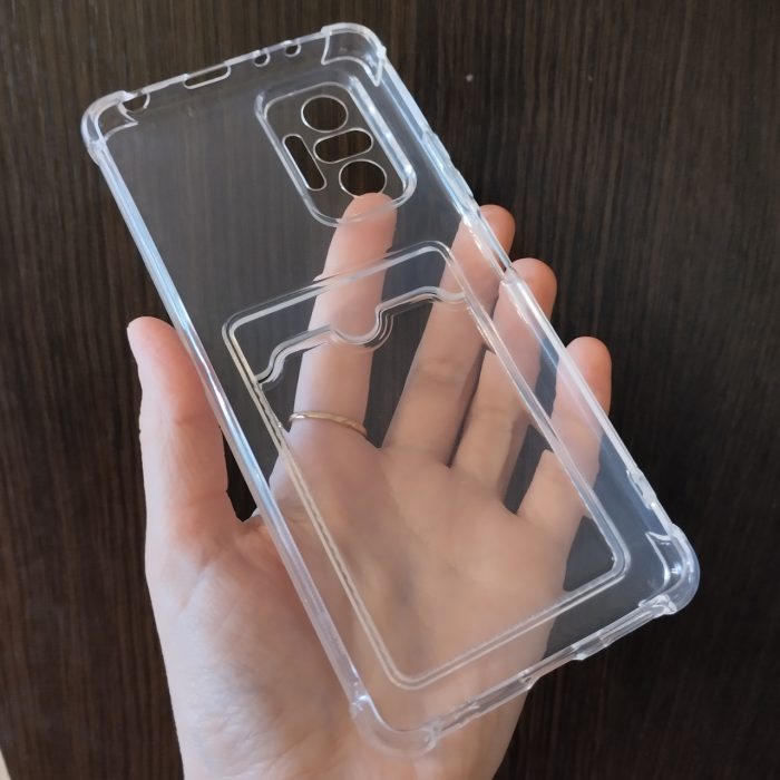 Чохол для xiaomi redmi Note 10 pro силіконовий прозорий із посиленими кутами та кишенею під картки - Зображення 6