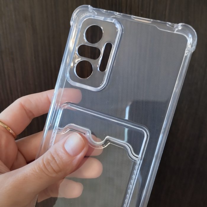 Чохол для xiaomi redmi Note 10 pro силіконовий прозорий із посиленими кутами та кишенею під картки - Зображення 5