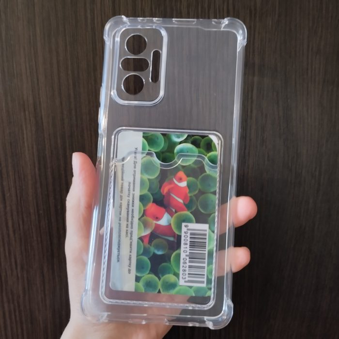 Чохол для xiaomi redmi Note 10 pro силіконовий прозорий із посиленими кутами та кишенею під картки - Зображення 7