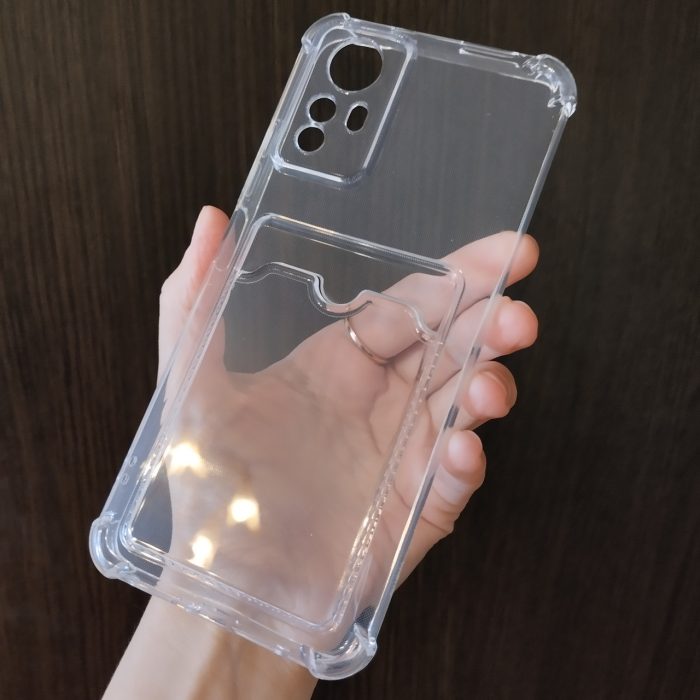 Чохол для xiaomi redmi Note 12s силіконовий прозорий із посиленими кутами та кишенею під картки - Зображення 2