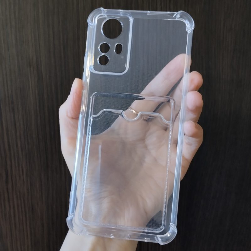 Чохол для xiaomi redmi Note 12s силіконовий прозорий із посиленими кутами та кишенею під картки