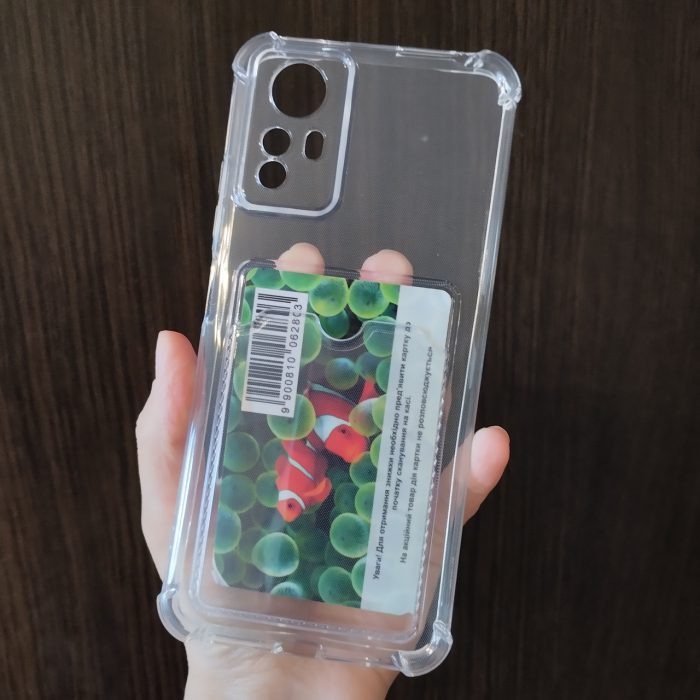 Чохол для xiaomi redmi Note 12s силіконовий прозорий із посиленими кутами та кишенею під картки - Зображення 8
