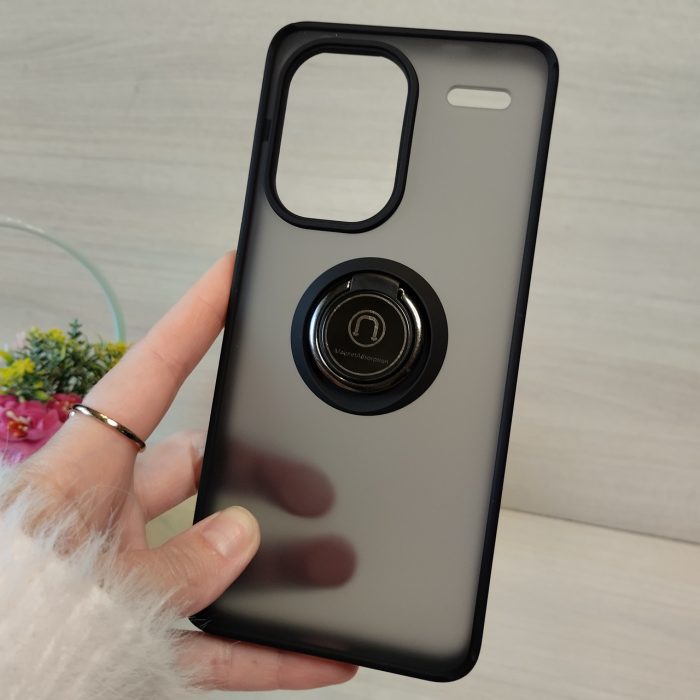Чохол для xiaomi redmi Note 13 pro plus протиударний бампер з кільцем (чорний) - Зображення 3