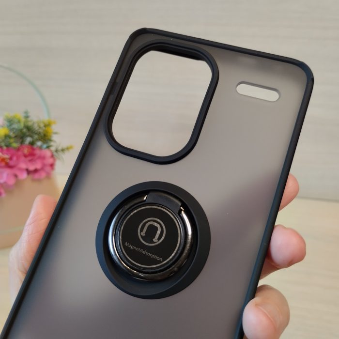 Чохол для xiaomi redmi Note 13 pro plus протиударний бампер з кільцем (чорний) - Зображення 7