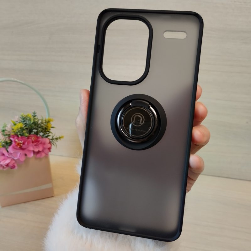 Чохол для xiaomi redmi Note 13 pro plus протиударний бампер з кільцем (чорний)