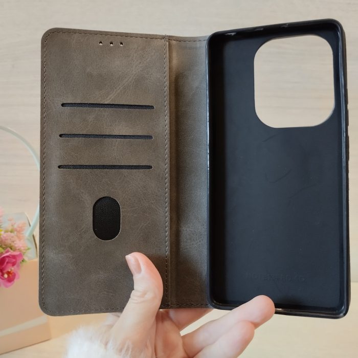 Чохол для Poco c40 книжка підставка з магнітом і кишенями для карток сірий - Зображення 3