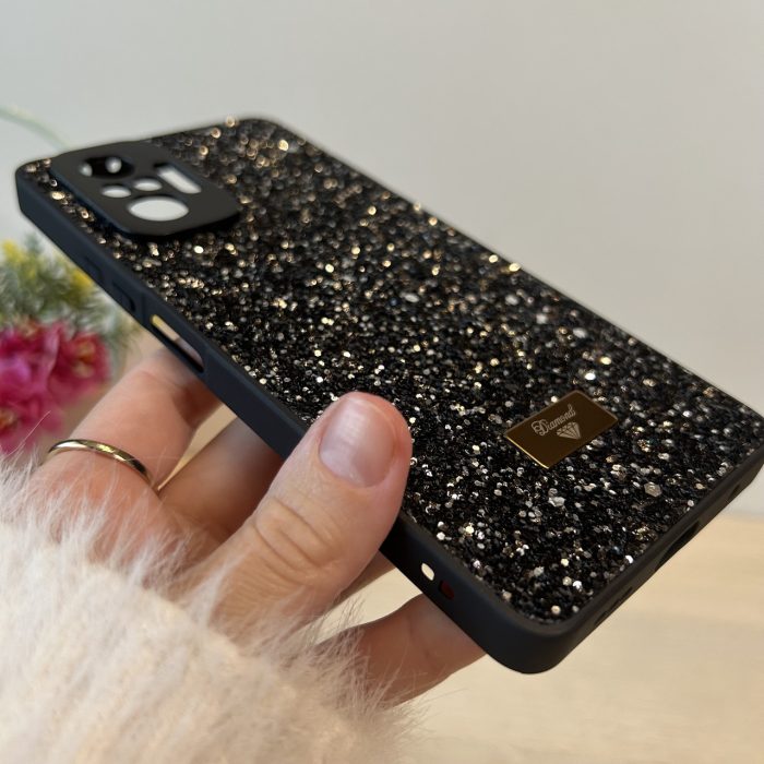 Чохол на Xiaomi redmi Note 10 pro силіконова жіноча накладка блискуча Diamond shine (чорний) - Зображення 5
