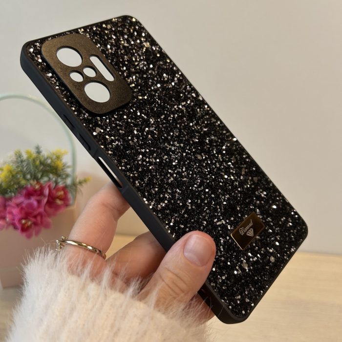 Чохол на Xiaomi redmi Note 10 pro силіконова жіноча накладка блискуча Diamond shine (чорний) - Зображення 3