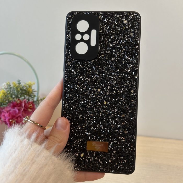Чохол на Xiaomi redmi Note 10 pro силіконова жіноча накладка блискуча Diamond shine (чорний) - Зображення 9