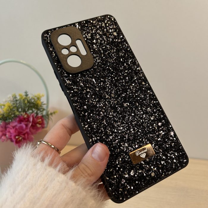Чохол на Xiaomi redmi Note 10 pro силіконова жіноча накладка блискуча Diamond shine (чорний) - Зображення 2