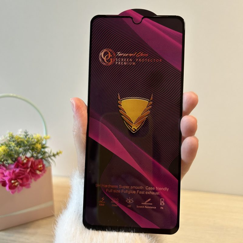 Скло на екран для Poco c75 з чорною рамкою та повною клеєною