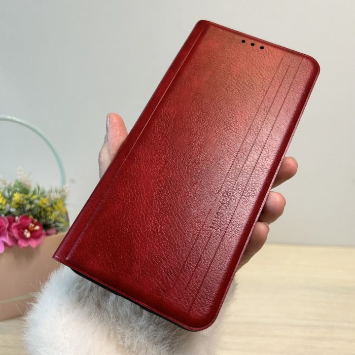 Чохол для xiaomi redmi 14c книжка підставка з магнітом і візитницею Business Leather червоний - Зображення 3