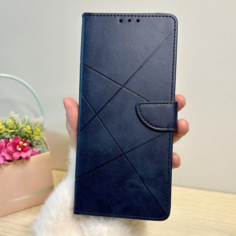 Чохол для xiaomi redmi 12 книжка підставка з візитницею і хлястиком Business Leather синій