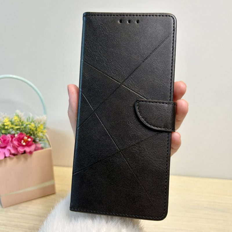 Чохол для xiaomi redmi 12 книжка підставка з візитницею і хлястиком Business Leather чорний