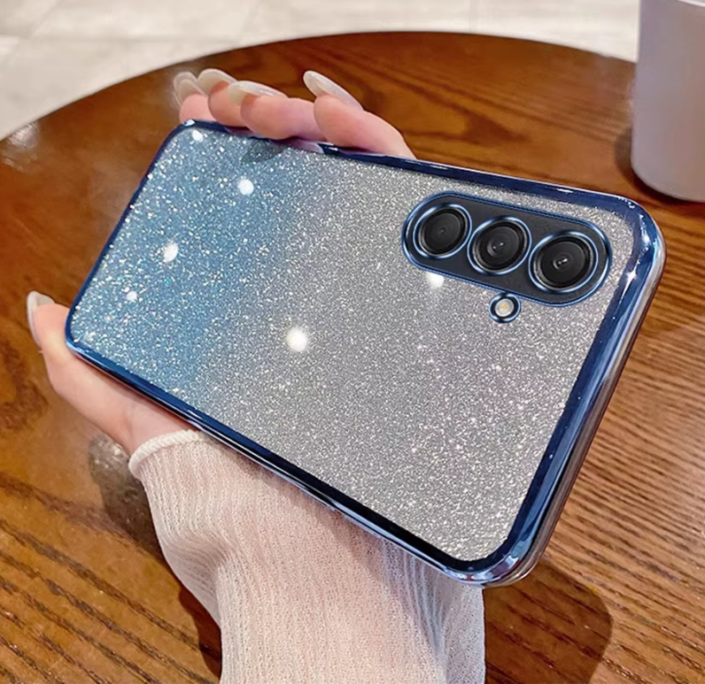 Чохол на samsung a24 силіконова жіноча накладка блискучий градієнт блакитний