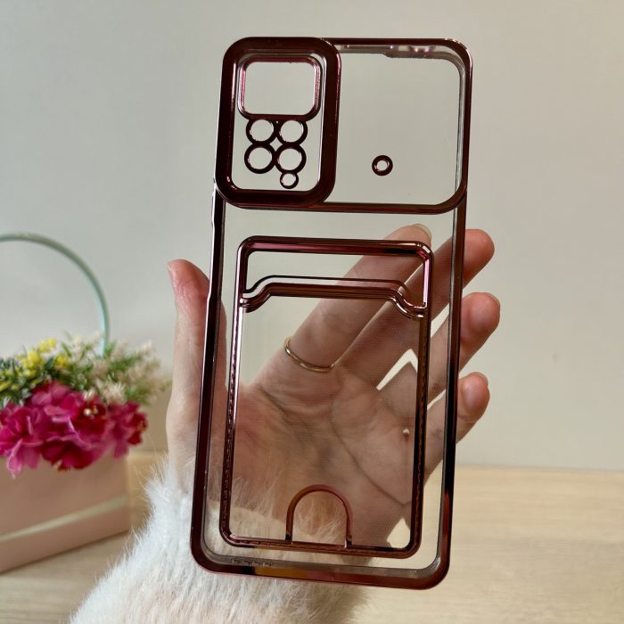 Чехол для xiaomi redmi Note 11 pro силиконовый с золотистой рамкой и карманом под карточки - Зображення 9
