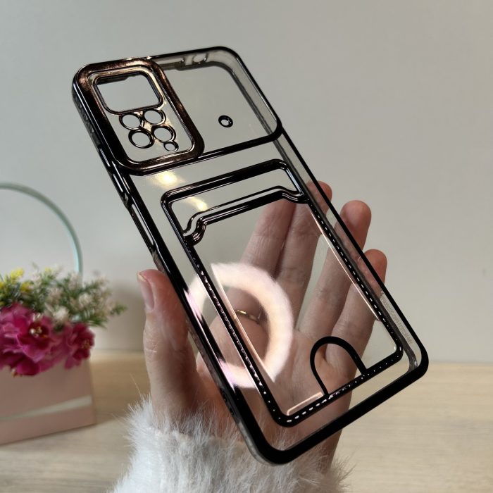 Чохол для xiaomi redmi Note 12 pro 4g силіконовий із золотистою рамкою та кишенею під картки - Зображення 5