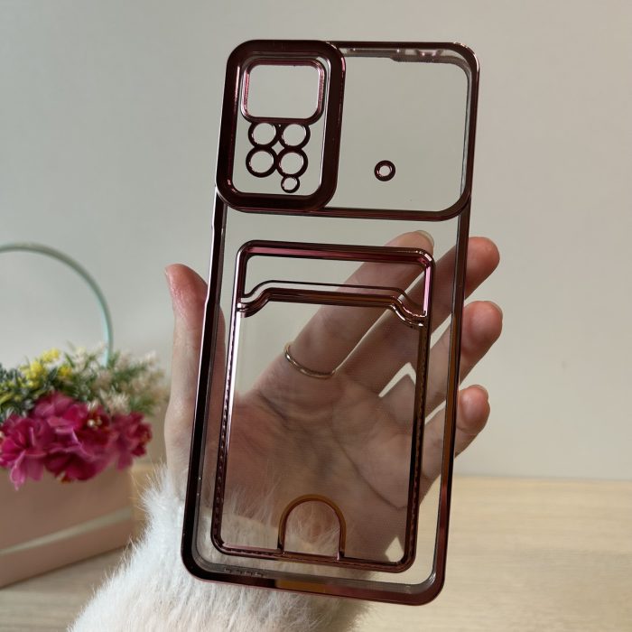 Чохол для xiaomi redmi Note 12 pro 4g силіконовий із золотистою рамкою та кишенею під картки - Зображення 3