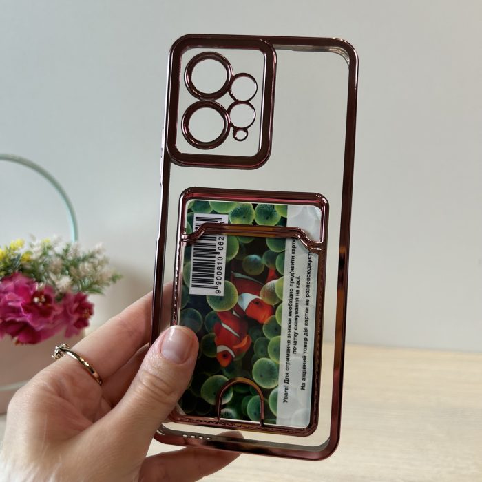 Чохол на xiaomi redmi Note 12 4g силіконовий жіночий з золотистою рамкою та кишенею під картки - Зображення 9