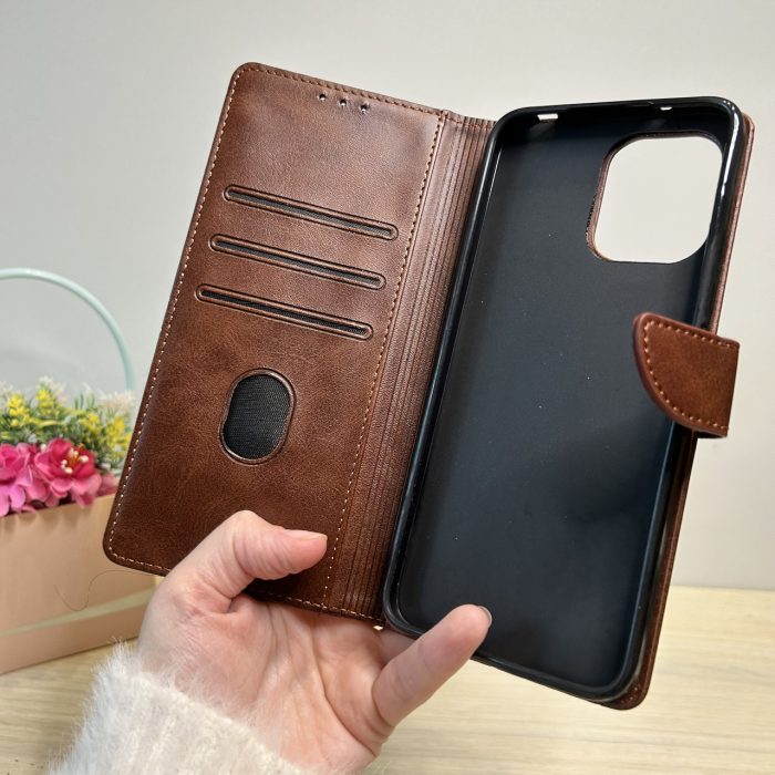 Чохол для xiaomi redmi 10c книжка підставка з кишенями під картки коричневий - Зображення 2
