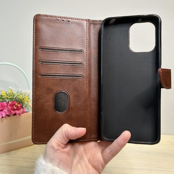 Чохол для xiaomi redmi 12c книжка підставка з візитницею Business Leather Clasp коричневий - Зображення 3