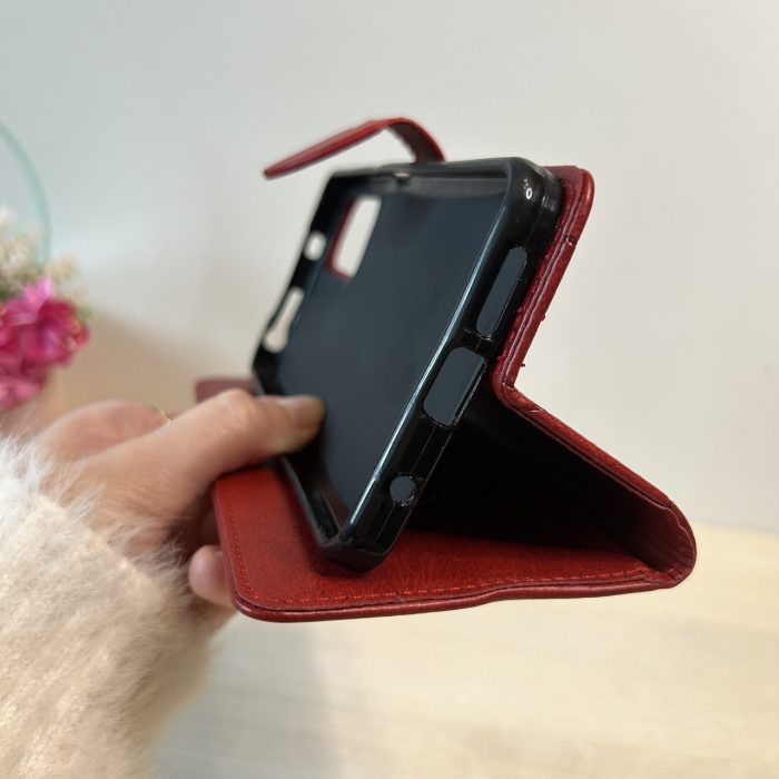Чохол для xiaomi redmi Note 12 pro 4g книжка підставка з хлястиком і візитницею Business Leather червоний - Зображення 8