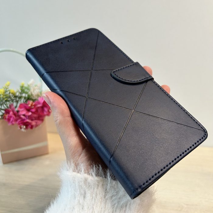 Чохол для xiaomi redmi Note 12 pro 4g книжка підставка з хлястиком і візитницею Business Leather синій - Зображення 3