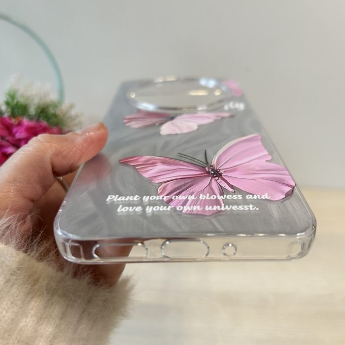 Чехол для xiaomi redmi 14c силиконовая женская накладка блестящая с рисунком бабочки - Зображення 9
