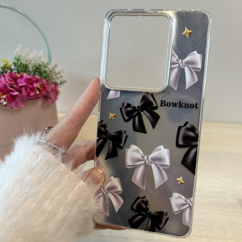 Чохол на xiaomi redmi Note 14s силіконова жіноча накладка блискуча з малюнком бантики
