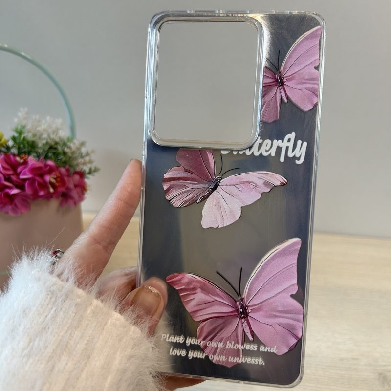 Чохол на xiaomi redmi Note 14s силіконова жіноча накладка блискуча з малюнком метелика