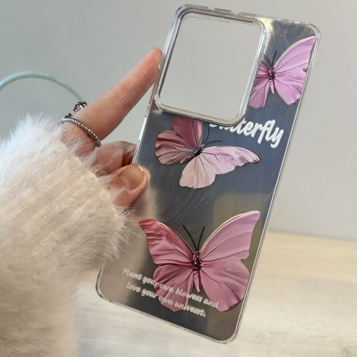 Чохол на xiaomi redmi Note 13 pro 4g силіконова жіноча накладка блискуча з малюнком метелика - Зображення 3