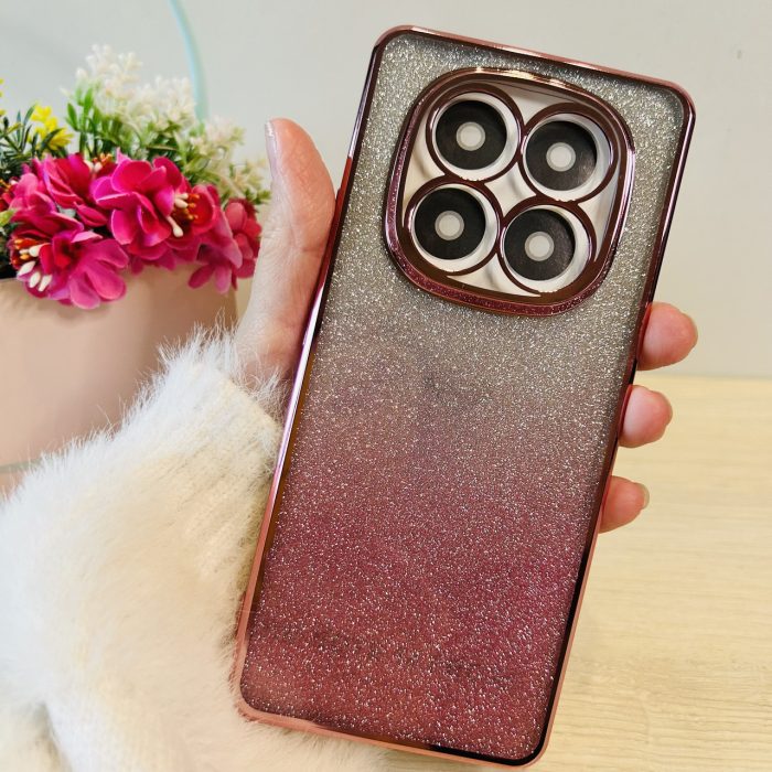 Чохол на xiaomi redmi Note 14 pro plus 5g силіконова жіноча накладка з блискітками граієнт рожевий - Зображення 4