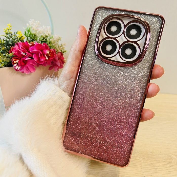 Чохол на xiaomi redmi Note 14 pro 5g силіконова жіноча накладка блискучий градієнт рожевий - Зображення 5
