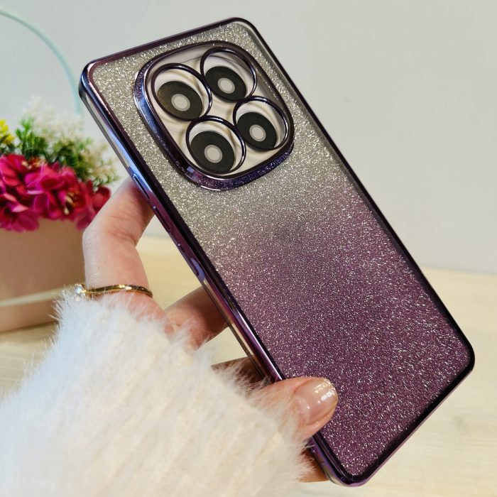 Чохол на xiaomi redmi Note 14 pro plus 5g силіконова жіноча накладка з блискітками градієнт фіолетовий - Зображення 5