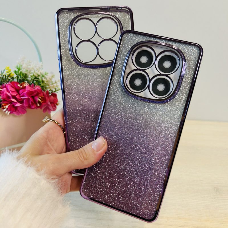 Чохол на xiaomi redmi Note 14 pro 5g силіконова жіноча накладка блискучий градієнт фіолетовий
