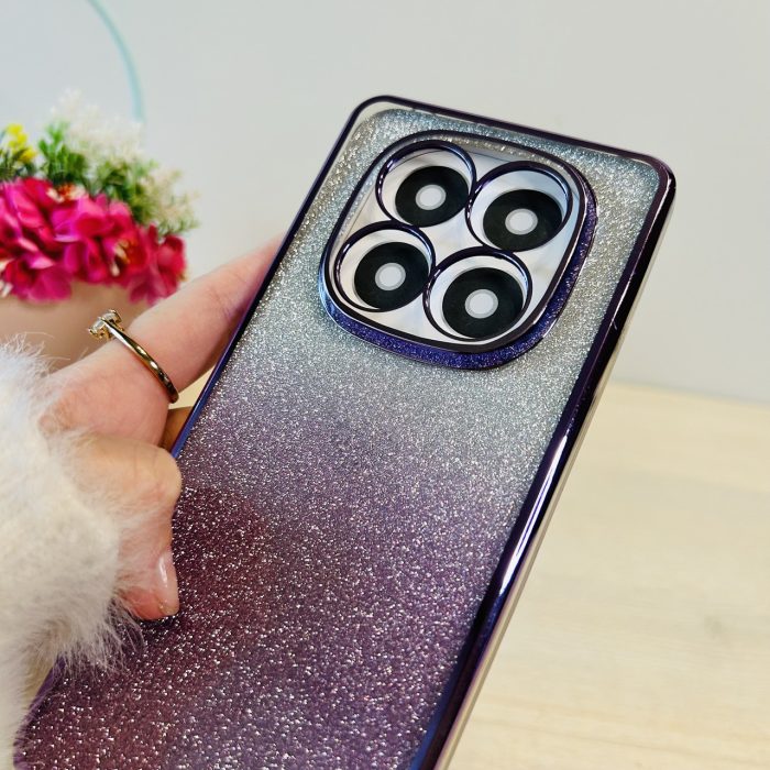 Чохол на xiaomi redmi Note 14 pro 5g силіконова жіноча накладка блискучий градієнт фіолетовий - Зображення 9