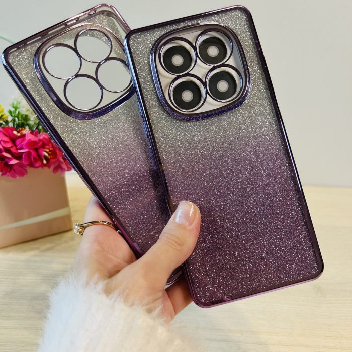 Чохол на xiaomi redmi Note 14 pro 5g силіконова жіноча накладка блискучий градієнт фіолетовий - Зображення 4