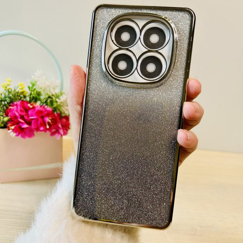 Чохол на xiaomi redmi Note 14 pro 5g силіконова жіноча накладка блискучий градієнт сріблястий