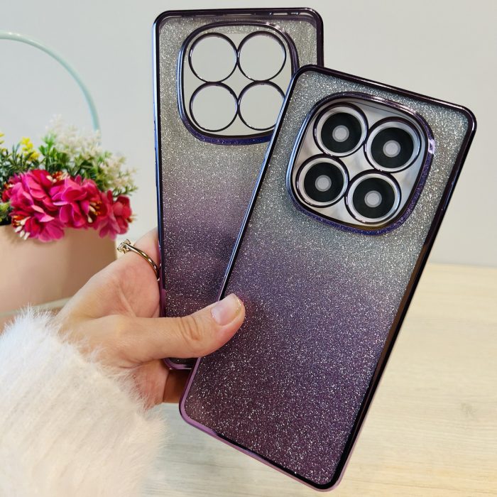 Чохол на xiaomi redmi Note 14 pro 5g силіконова жіноча накладка блискучий градієнт фіолетовий - Зображення 2